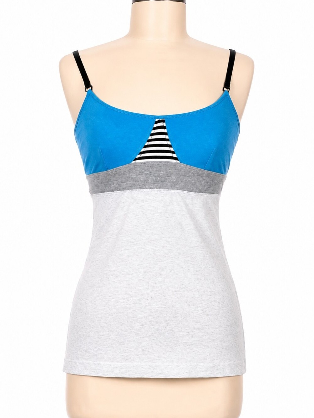 Lululemon Women's Built-In Bra Tank Top Size 8 Blue Gray Striped Athletic Cami